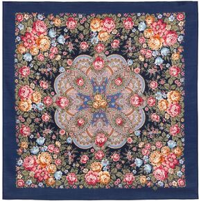 Pavlovo Posad Wool Shawl for Women with Silk Fringe 35x35'' (89x89 cm) 100% Wool Scarf for Women, Floral Wrap, Fashion Scarf in Saudi Arabia