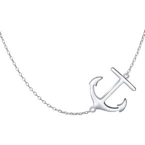 DAOCHONG S925 Sterling Silver Jewelry Sideways Anchor Choker Necklace for Women Gifts, 15 inch to 18 inch in Saudi Arabia