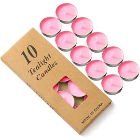 Colored tealight Candles Handmade Organic Tea Lights Set of 10pack Small red Candles 1.5-2 Hours Burn Tea Lights for Valentine's Day, Birthday, Votive Parties ，Home Decoration (Red) in Saudi Arabia