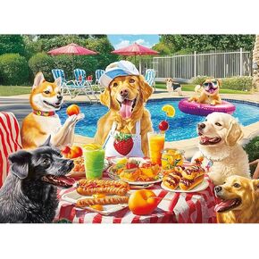 300 Pieces Puzzles for Adults,Fun Puppy Animal Jigsaw Puzzle,Food Puzzles for Seniors,300 Pieces Puzzle for Adults Large Piece,Perfect for Game Nights,Puzzle for Kids Ages 8-10,20.5 x 15 in in Kuwait