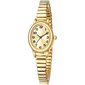 Women's Small Gold-Tone Watch with Arabic Numerals, 2 Sizes (S/L), 3ATM Water Resistant, Stretch Band, Gift in Box in Saudi Arabia