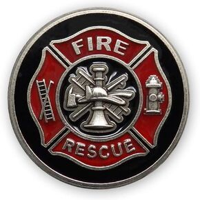 Fire Rescue Die Struck Nickel Silver Pin with Enamel Made in USA in Saudi Arabia