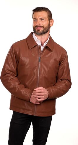 PERRY ELLIS Men's Open Bottom Leather Jacket in Saudi Arabia
