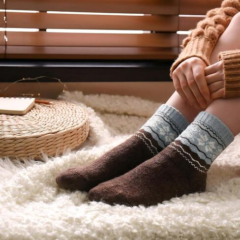 5 أزواج من الجوارب الصوفية Fair Isle للنساء من الجوارب الدافئة لهدايا عيد الميلاد الشتوي in Saudi Arabia