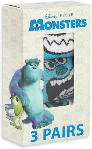 Disney Monsters Inc Men's Calf Socks Set of 3 | Mike Wazowski & Sulley Graphic Polkadot Design Merch in Saudi Arabia