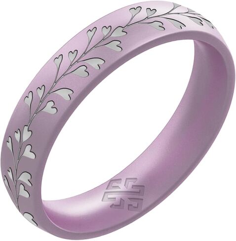 Knot Theory Heart Vine Silicone Ring for Women - Baby Blue, Cosmic Purple, Dark Silver, Lavender, Pink, Rose Gold, White Breathable Comfort Fit 6mm Bandwidth in Saudi Arabia