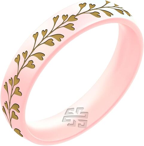 Knot Theory Gold Heart Vine Silicone Ring for Women - Baby Blue, Cosmic Purple, Dark Silver, Lavender, Pink, RoseGold, White Breathable Comfort Fit 6mm Bandwidth in Saudi Arabia