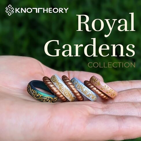 Knot Theory Gold Heart Vine Silicone Ring for Women - Baby Blue, Cosmic Purple, Dark Silver, Lavender, Pink, RoseGold, White Breathable Comfort Fit 6mm Bandwidth in Saudi Arabia