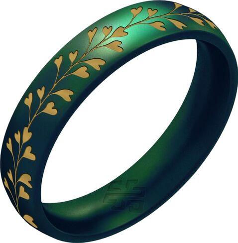 Knot Theory Gold Heart Vine Silicone Ring for Women - Baby Blue, Cosmic Purple, Dark Silver, Lavender, Pink, RoseGold, White Breathable Comfort Fit 6mm Bandwidth in Saudi Arabia