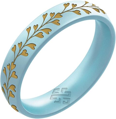 Knot Theory Gold Heart Vine Silicone Ring for Women - Baby Blue, Cosmic Purple, Dark Silver, Lavender, Pink, RoseGold, White Breathable Comfort Fit 6mm Bandwidth in Saudi Arabia