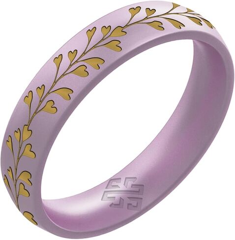 Knot Theory Gold Heart Vine Silicone Ring for Women - Baby Blue, Cosmic Purple, Dark Silver, Lavender, Pink, RoseGold, White Breathable Comfort Fit 6mm Bandwidth in Saudi Arabia