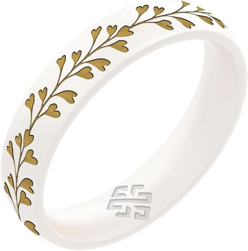 Knot Theory Gold Heart Vine Silicone Ring for Women - Baby Blue, Cosmic Purple, Dark Silver, Lavender, Pink, RoseGold, White Breathable Comfort Fit 6mm Bandwidth in Saudi Arabia