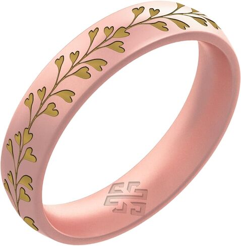Knot Theory Gold Heart Vine Silicone Ring for Women - Baby Blue, Cosmic Purple, Dark Silver, Lavender, Pink, RoseGold, White Breathable Comfort Fit 6mm Bandwidth in Saudi Arabia