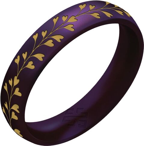 Knot Theory Gold Heart Vine Silicone Ring for Women - Baby Blue, Cosmic Purple, Dark Silver, Lavender, Pink, RoseGold, White Breathable Comfort Fit 6mm Bandwidth in Saudi Arabia