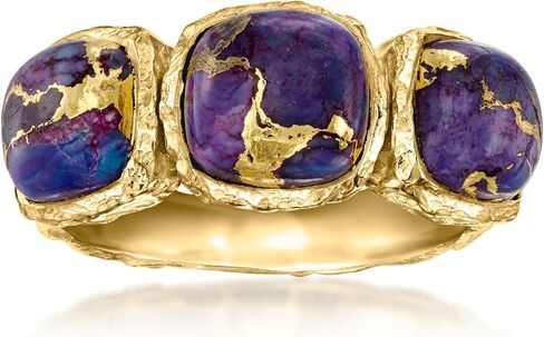 Ross-Simons Bezel-Set Purple Turquoise 3-Stone Ring in 18kt Gold Over Sterling in Saudi Arabia