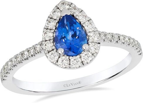 LE VIAN 3/8 Carat Round Vanilla Diamond Ring for Women | 14k White Gold Statement Ring for Her 1/2 Carat Tanzanite Pear Shaped (White, VS2-SI1, 0.37 cttw) Promise Anniversary Wedding Band Size 5 to 9 in Saudi Arabia