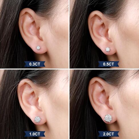 Moissanite Snowflake Stud Earrings Screw Back for Women 0.6-2.0ct 4-8mm 18K White/Gold Plated 925 Sterling Silver D Color VVS1 Clarity Moissanite Heart Earrings in Saudi Arabia