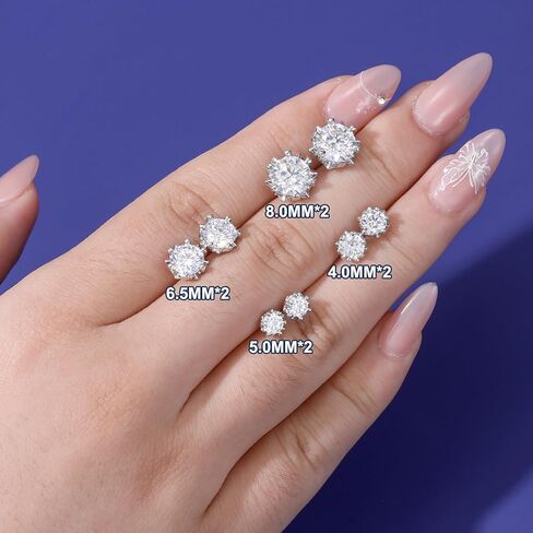 Moissanite Snowflake Stud Earrings Screw Back for Women 0.6-2.0ct 4-8mm 18K White/Gold Plated 925 Sterling Silver D Color VVS1 Clarity Moissanite Heart Earrings in Saudi Arabia