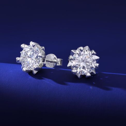 Moissanite Snowflake Stud Earrings Screw Back for Women 0.6-2.0ct 4-8mm 18K White/Gold Plated 925 Sterling Silver D Color VVS1 Clarity Moissanite Heart Earrings in Saudi Arabia