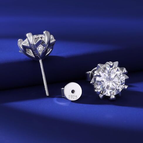 Moissanite Snowflake Stud Earrings Screw Back for Women 0.6-2.0ct 4-8mm 18K White/Gold Plated 925 Sterling Silver D Color VVS1 Clarity Moissanite Heart Earrings in Saudi Arabia
