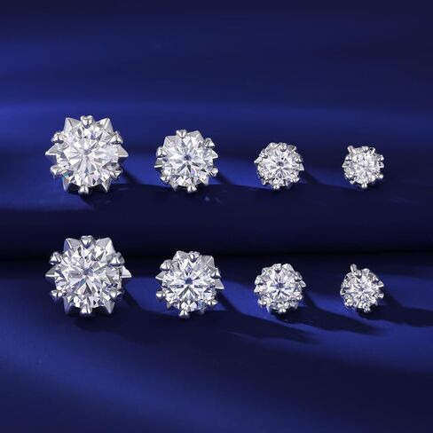 Moissanite Snowflake Stud Earrings Screw Back for Women 0.6-2.0ct 4-8mm 18K White/Gold Plated 925 Sterling Silver D Color VVS1 Clarity Moissanite Heart Earrings in Saudi Arabia