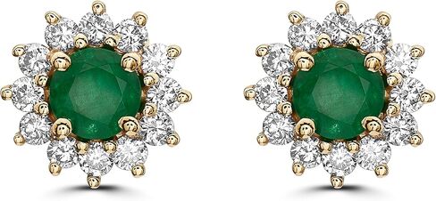 Le Vian 7/8 Carat Diamond Round Halo Stud Earrings for Women with Gemstone | 14k Gold Studs for Her in Classic Prong Setting | Gorgeous Earrings with Push Back in Saudi Arabia