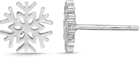 925 Sterling Silver Snowflake Stud Earrings Post with Friction Back 8 mm by Lavari Jewelers in Saudi Arabia