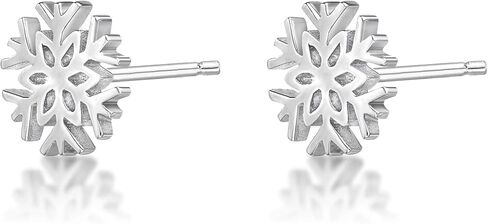 925 Sterling Silver Snowflake Stud Earrings Post with Friction Back 8 mm by Lavari Jewelers in Saudi Arabia