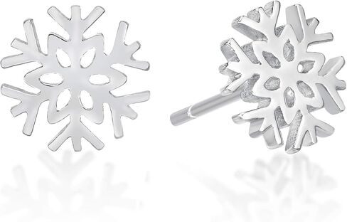 925 Sterling Silver Snowflake Stud Earrings Post with Friction Back 8 mm by Lavari Jewelers in Saudi Arabia