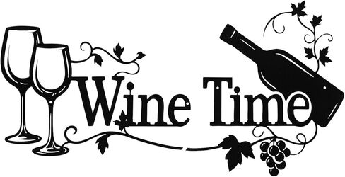 سانوارم قطعتين من ديكور الحائط المعدني العتيق لوقت النبيذ، ديكورات فنية جدارية سوداء - كبير لمحبي فينو مزرعة ريفية كرمة العنب ديكور معلق للمنزل والمنزل والمطبخ والمطعم وبار القهوة والحانة والمقهى in Kuwait