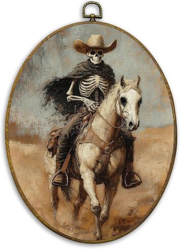 CUANFDDSF Vintage Rustic Farmhouse Oval Wall Art Decor, Rustic Moody Witch Broom Wall Hanging Decor, Gothic Witchy Country Framed Canvas Prints for Home Bedroom Living Room, 8.6x11.4 Inch in Kuwait