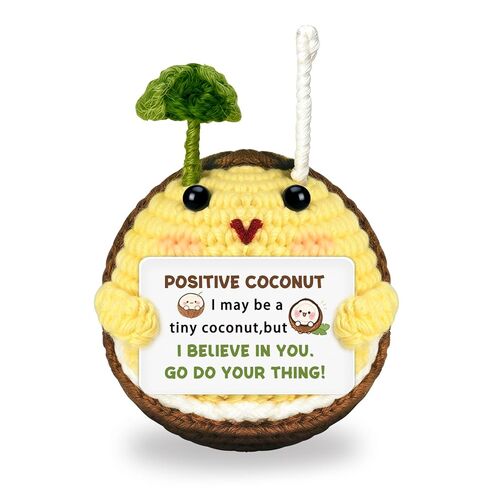 Christmas Birthday Gifts for Women Men Positive Handmade Crochet Coconut Desk Home Decor Cheer Up Gift for Daughter Son Mom Dad Sister Friend Coworkers Back to School Self Care Thanksgiving Basket in Saudi Arabia