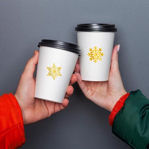 Snowflake Stickers-500Pcs Clear Christmas Stickers Roll Gold Foil Snowflake Stickers Xmas Winter Holiday Round Adhesive Label Stickers Decal for Gift,Card,Envelope in Saudi Arabia
