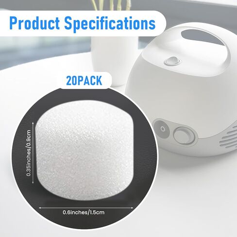 Air Filter Sponge, Compressor Replacement System, Round White Breathable Foam Filters Compatible with Cool Mist Inhaler & Vaporizer Device, Universal Size (0.59in Dia 20 Pcs) in Saudi Arabia