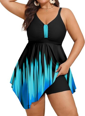 Arolina Womens Plus Size Swim Dress One Piece Swimsuit Tummy Control Bathing Suit with Flowy Skirt Swimwear (S-26W) in Saudi Arabia