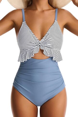 المرأة قطعة واحدة ملابس السباحة البطن التحكم كشكش المايوه انقطاع الخامس الرقبة المايوه Ruched التخسيس ملابس السباحة in Kuwait