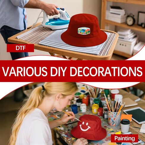 8PCS Unisex Plain Double Sided Wearable Bucket Hat Black Bulk Blank Crafting Caps DIY Logo Summer Hats Sun Hat Adult for Women Men Hand Draw Print Heat Transfer in Kuwait