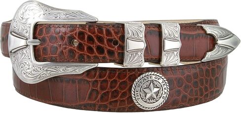 2060_Texas Seal Silver Genuine Full-Grain Cowhide Leather Dress Belt in Saudi Arabia