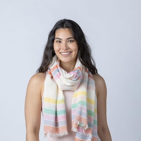 Pistil Women's Pink Azana Striped Fashion Scarf in Saudi Arabia