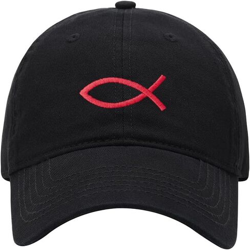 Baseball Cap Men Women Jesus Fish Ichthys Embroidered Unisex Classic Adjustable Strapback Dad Hat in Kuwait