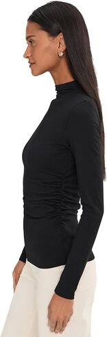 Madewell نسائي طويل الأكمام عسلي Mockneck ذو فتحة جانبية in Kuwait