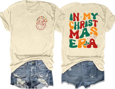Christmas T-Shirt for Women in My Christmas Era Shirt Cute Groovy Christmas Shirts Xmas Vacation Tee in Saudi Arabia