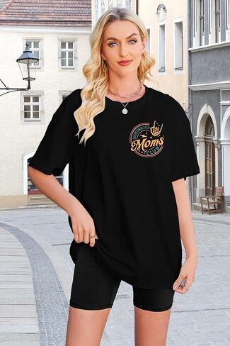 Overstimulated Moms Club Shirt for Women: Mom Shirts Mama Life Shirts Oversized Short Sleeve Clothes Tops in Saudi Arabia