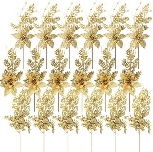18 حزمة 3 أنماط 17 بوصة عيد الميلاد بريق البونسيتة التوت ينبع الحلي فروع الزهور الاصطناعية يختار لشجرة عيد الميلاد المنزل زهرية عطلة ديكور الحفلات (الأزرق الملكي) in Kuwait