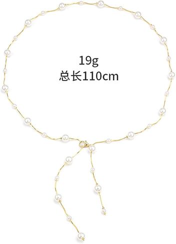 Pearl Waist Chain Belt Gold and Silver Retro Pearl Tassel Waist Chain Adjustable Pearls Long Tassel Pendant Belt Temperament Bride Bridesmaid Wedding Dress Jewelry for Women in Saudi Arabia