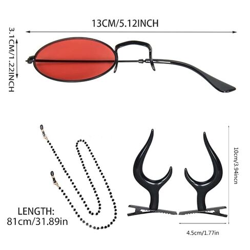 Halloween Alastor Costume Accessories Devil Horns Hair Clips Monocular with Chain for Theme Party in Saudi Arabia