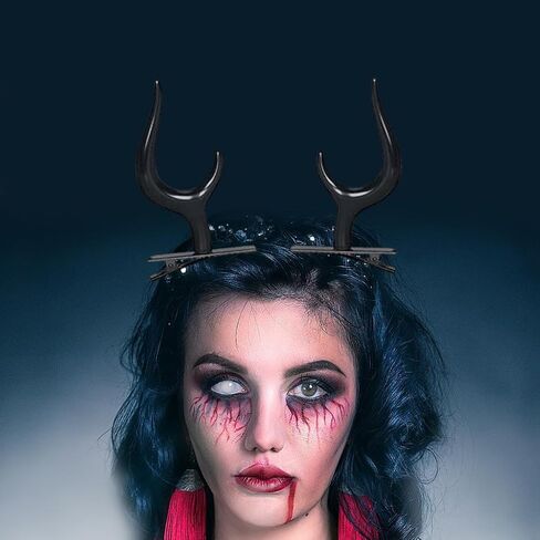 Halloween Alastor Costume Accessories Devil Horns Hair Clips Monocular with Chain for Theme Party in Saudi Arabia