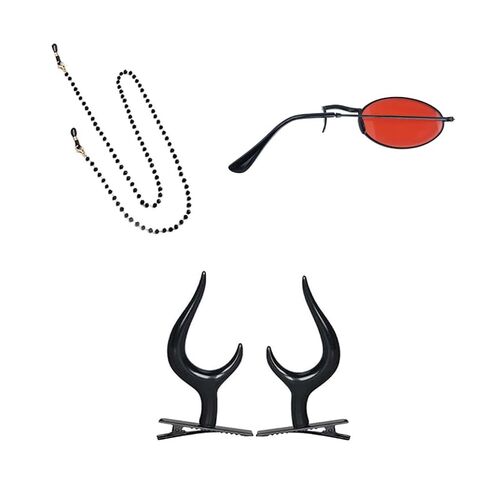 Halloween Alastor Costume Accessories Devil Horns Hair Clips Monocular with Chain for Theme Party in Saudi Arabia