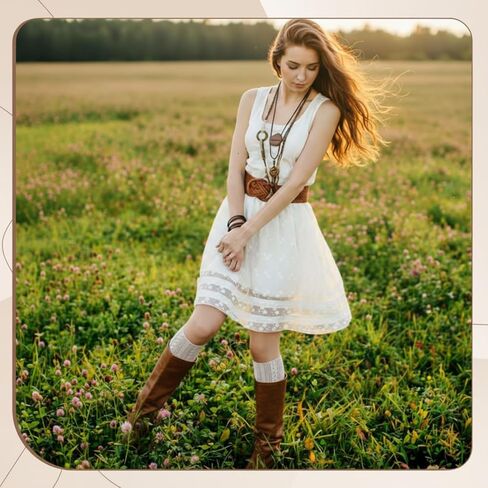 Mepase 3 Pairs Women's Lace Knee High Socks Lace Boot Socks Patchwork Calf White Cute Y2k Trim Long Stocking for Lolita in Saudi Arabia