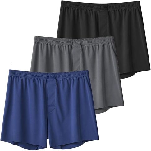 Men's Boxers Ice Silk Breathable Comfortable Boxer Underwear Moisture-wicking Boxers 3Pcs in Saudi Arabia